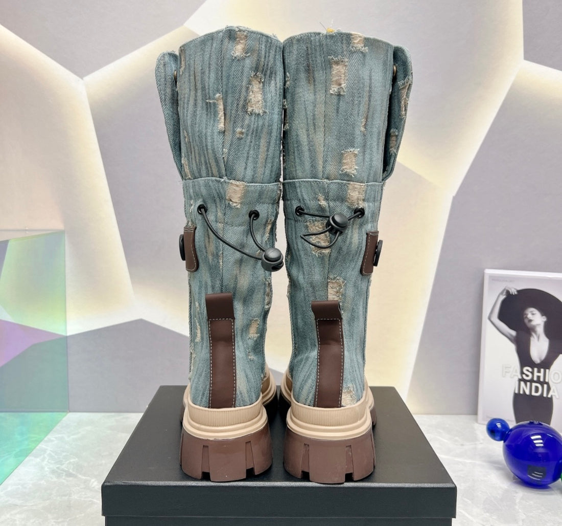 Chanel Denim boots