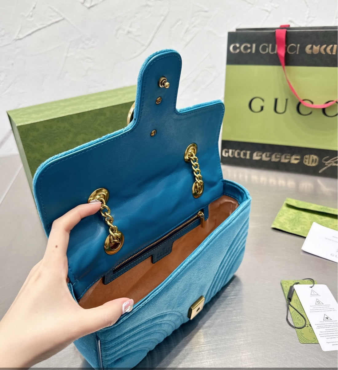 Suede Gucci woman handbag
