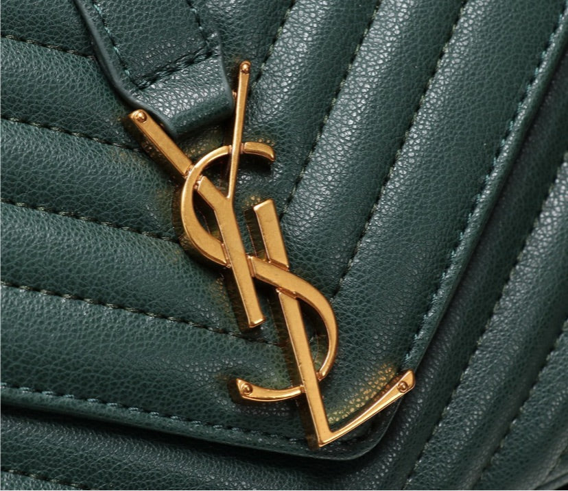 Green/gold YSL woman shoulder handbag