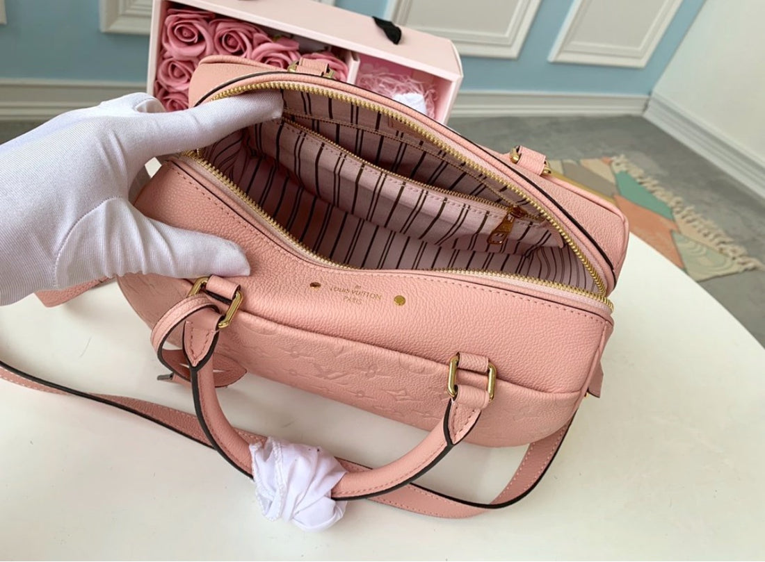 LV pink speedy woman shoulder handbag
