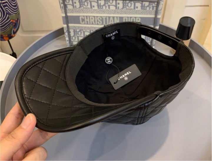 PU leather Chanel hat