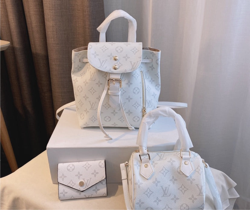LV brown leather 3 piece set