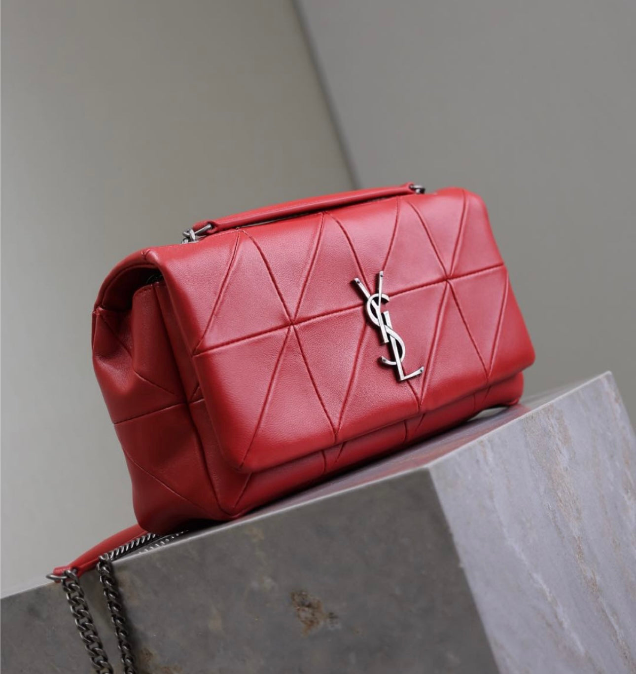 Red leather woman YSL shoulder handbag