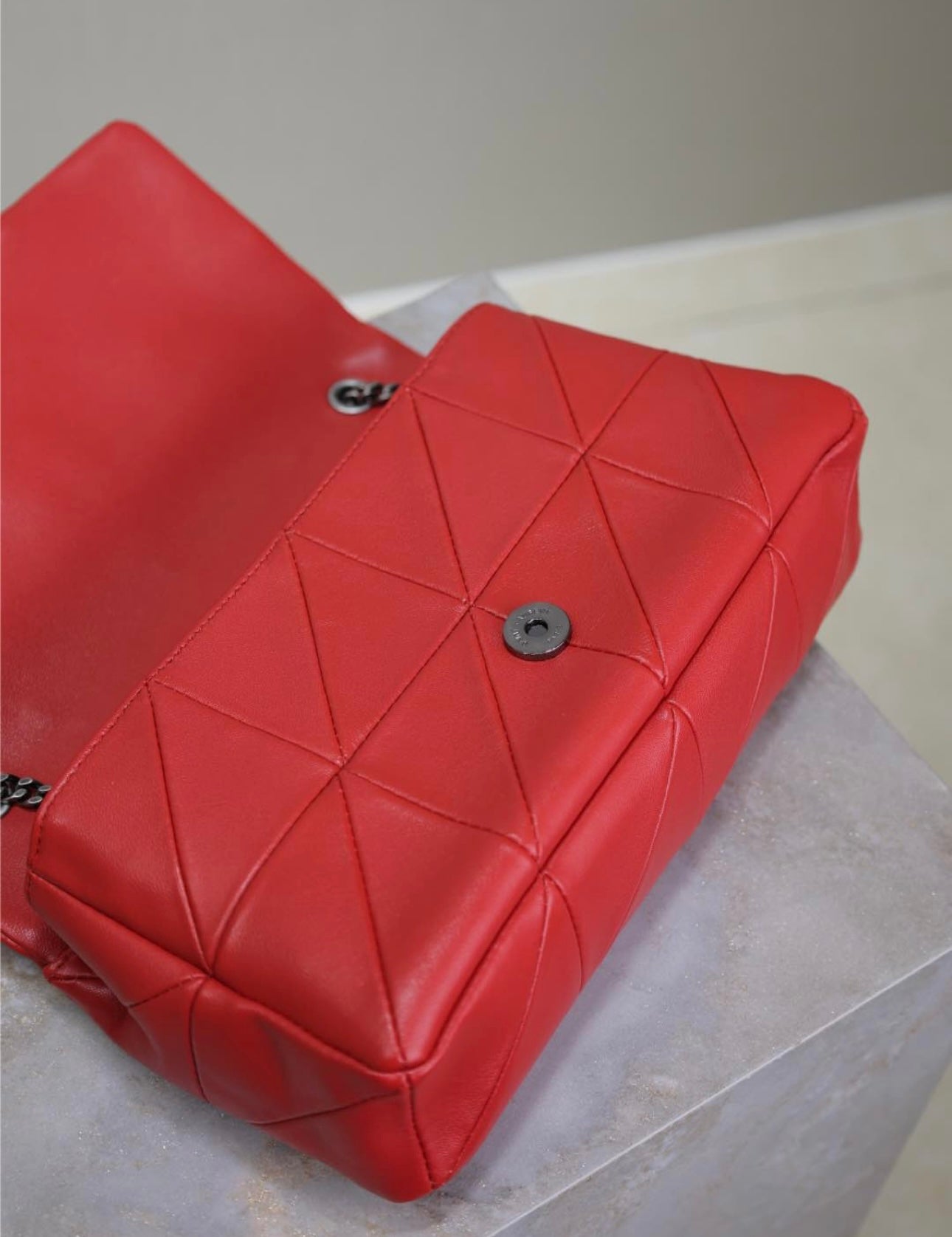 Red leather woman YSL shoulder handbag