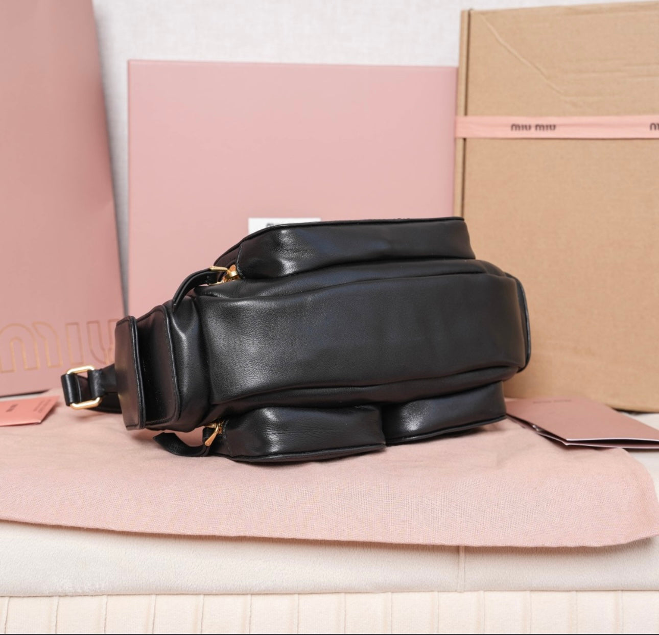 Black leather MIU MIU handbag