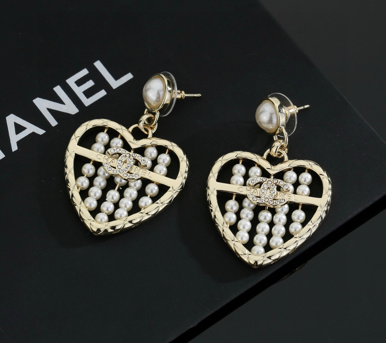Heart shaped Chanel earrings