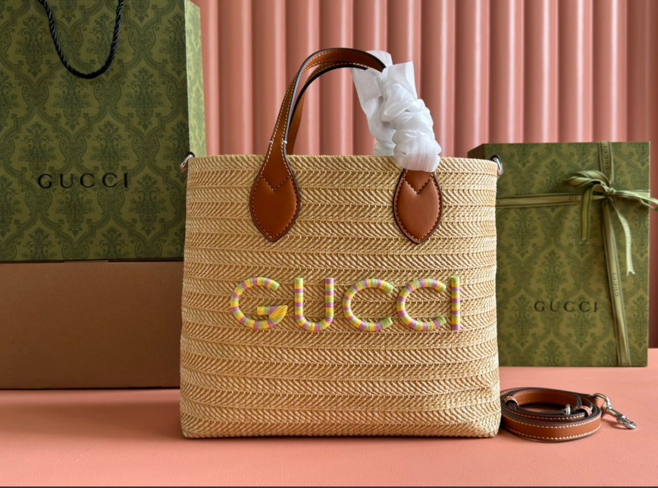 Gucci straw material woman handbag