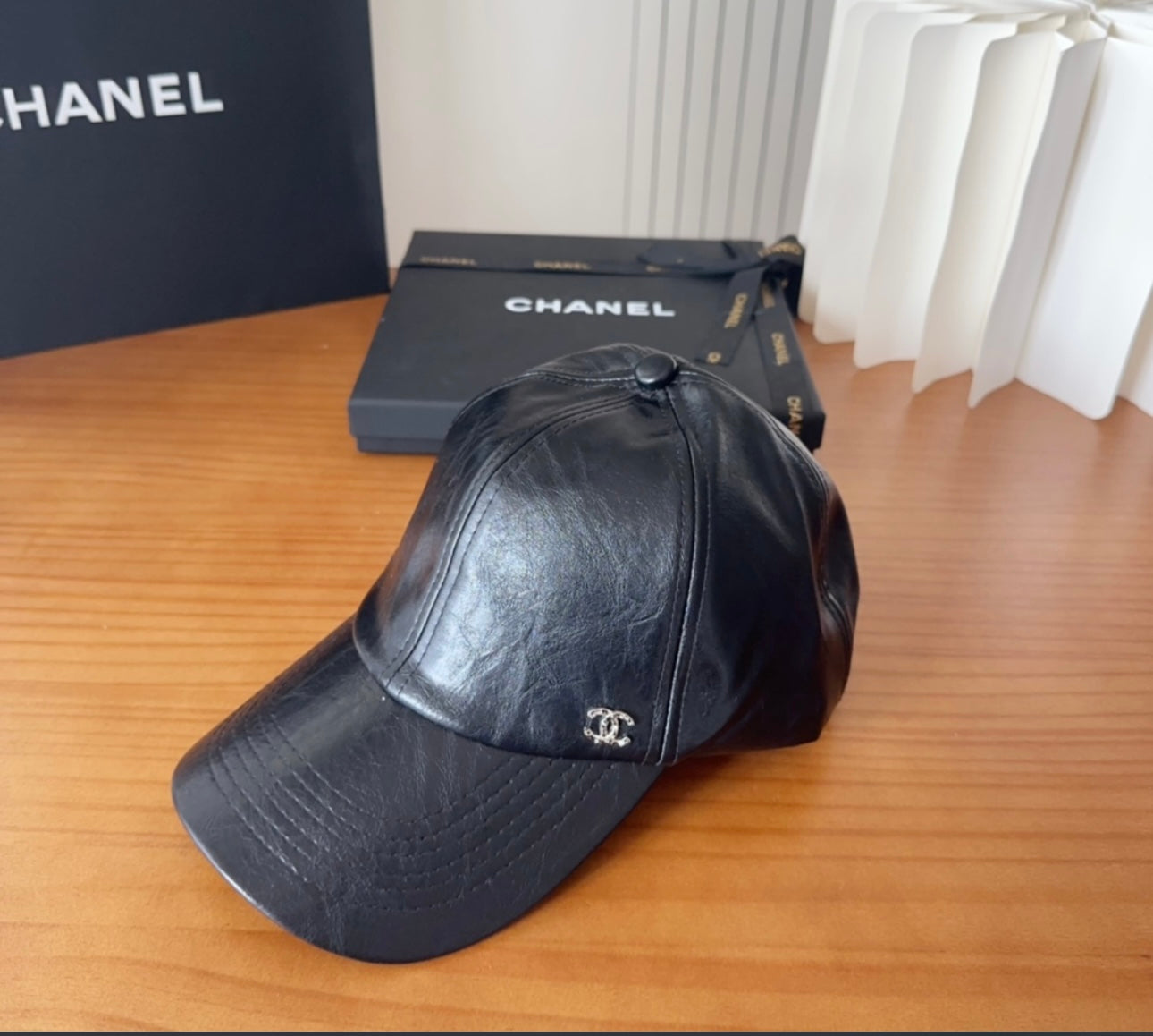 New PU leather Chanel hat