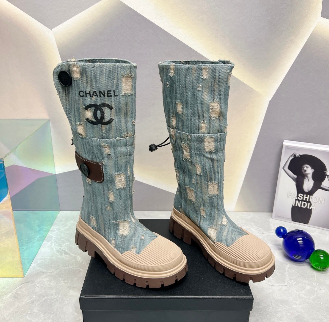 Chanel Denim boots