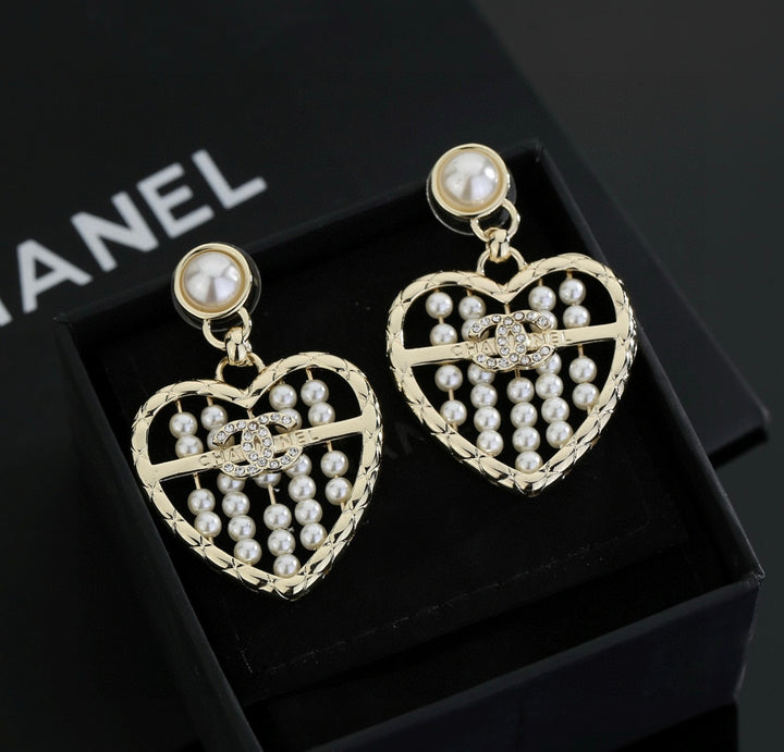 Heart shaped Chanel earrings