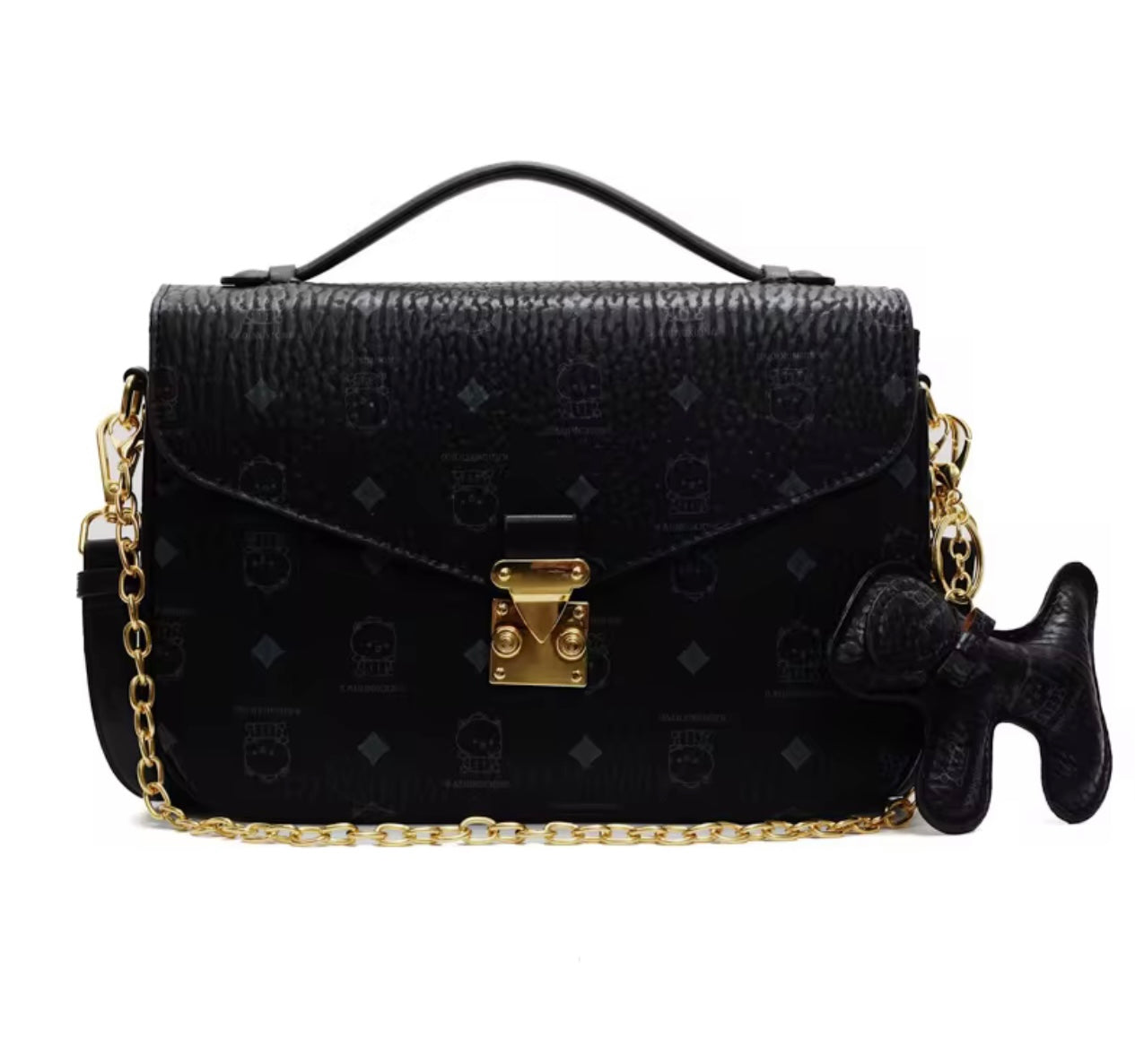 Bear print messenger handbag