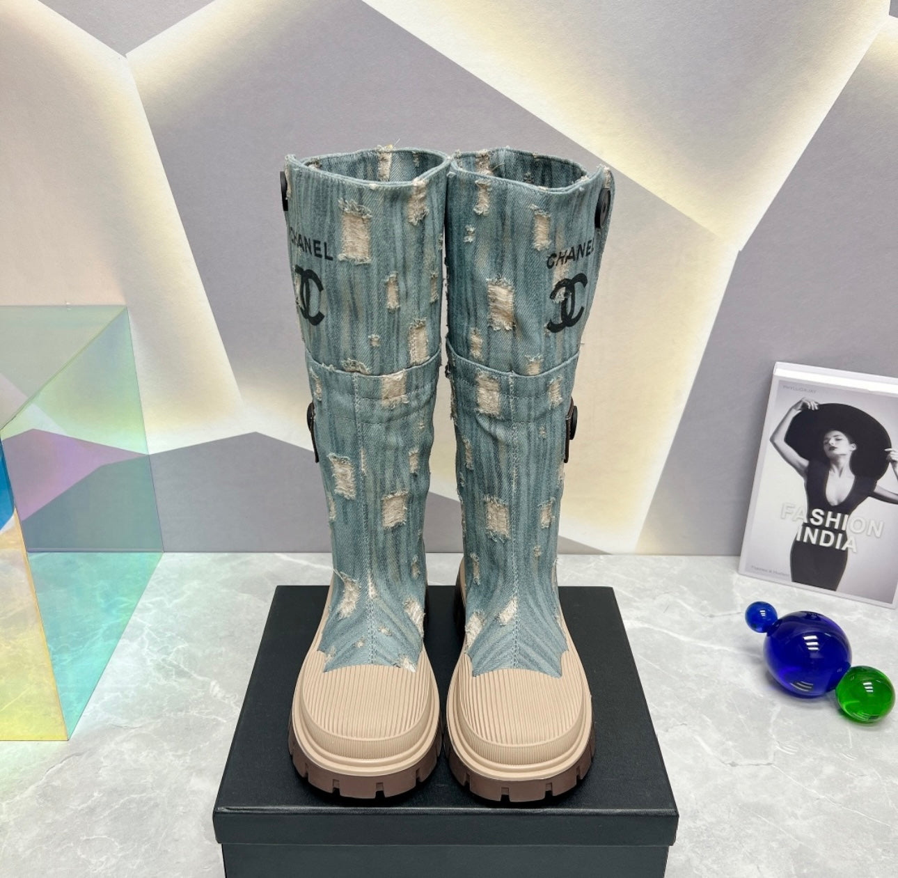 Chanel Denim boots