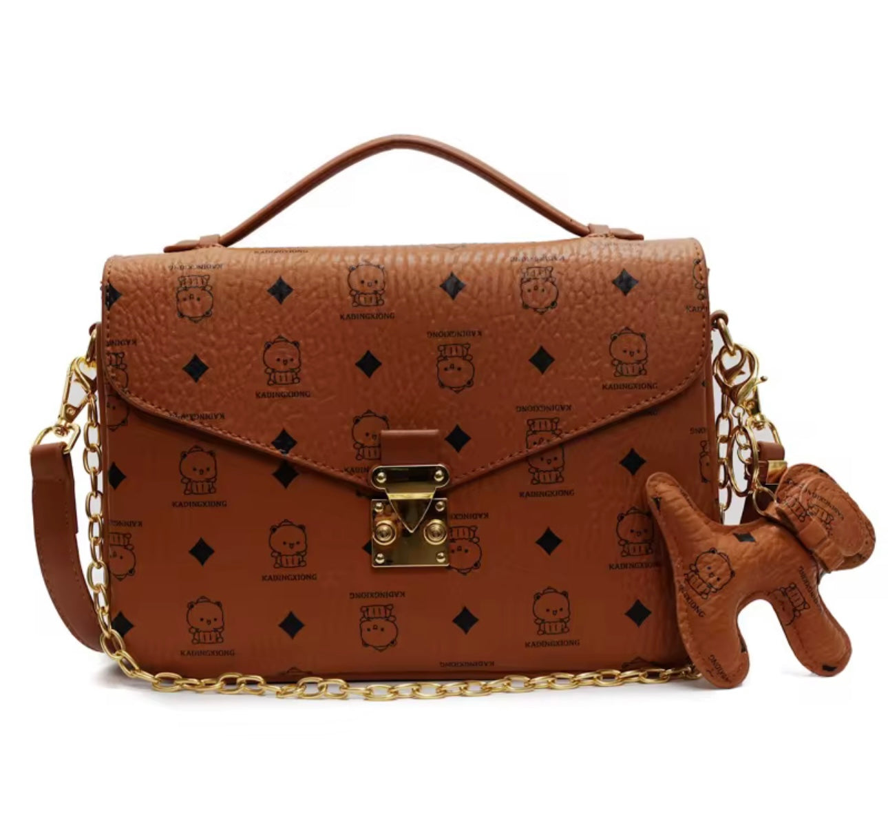 Bear print messenger handbag