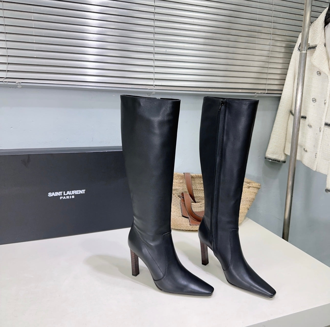 Black new leather saint laurent Boots