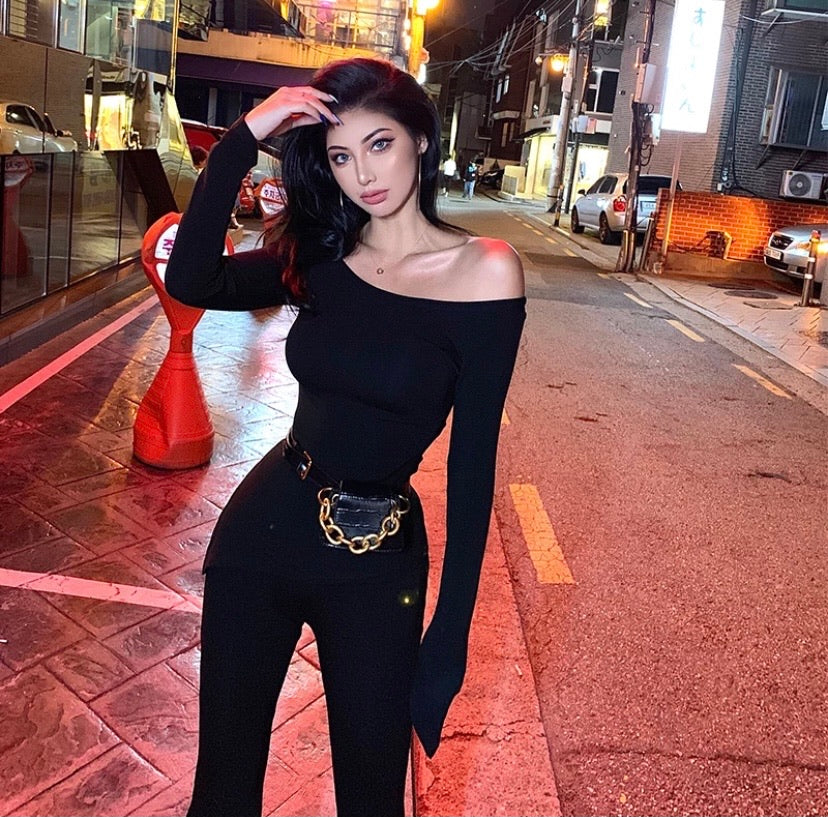 Crocodile pattern vintage leather waist handbag