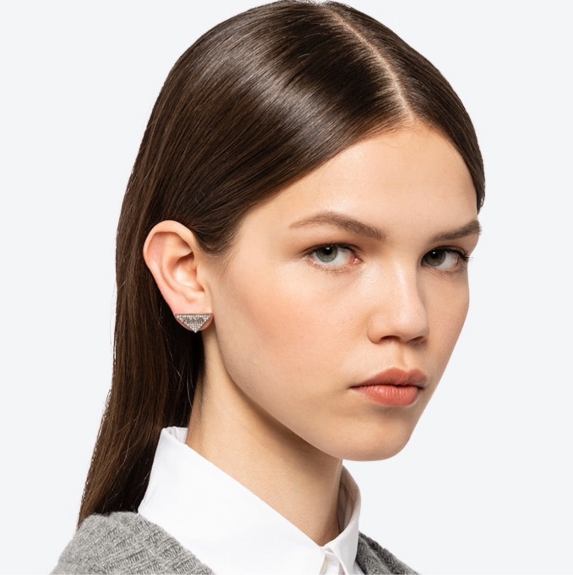Silver Prada stud earring