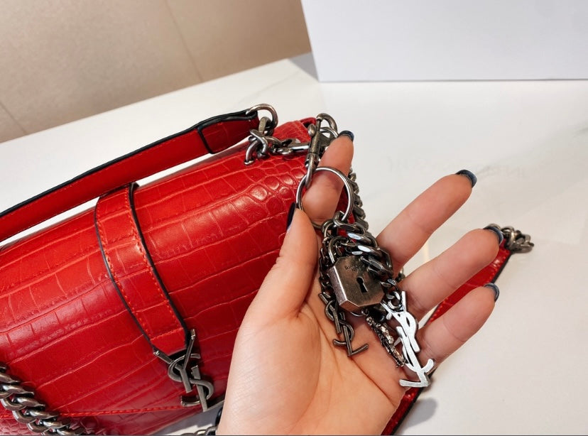 Red YSL ladies handbag