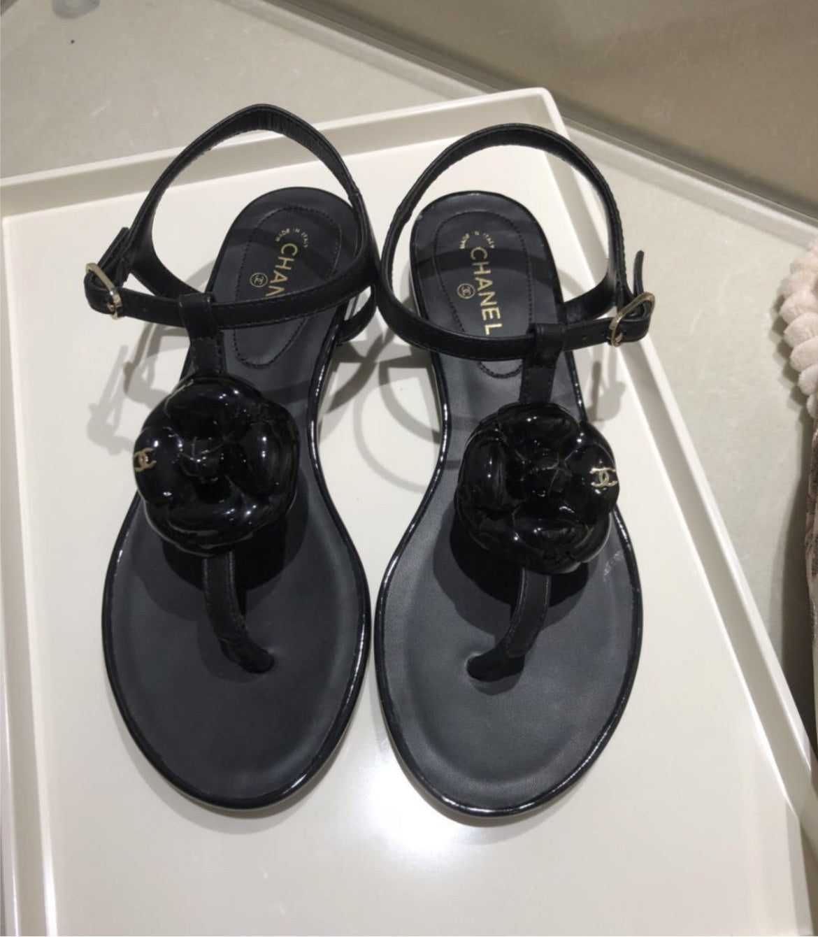 Chanel black woman sandal