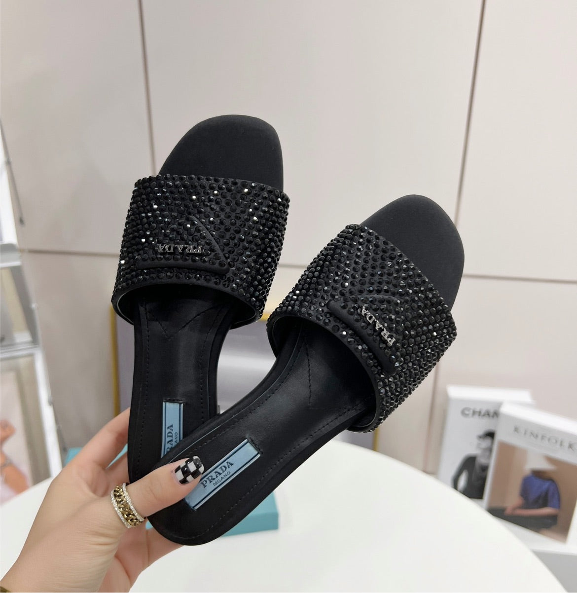 Prada slide in sandal