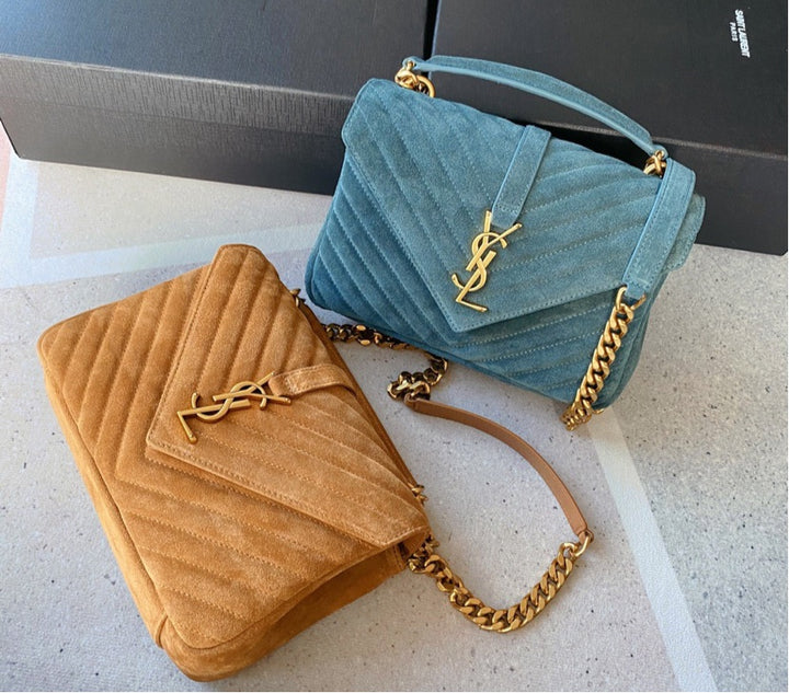 YSL suede material shoulder handbag