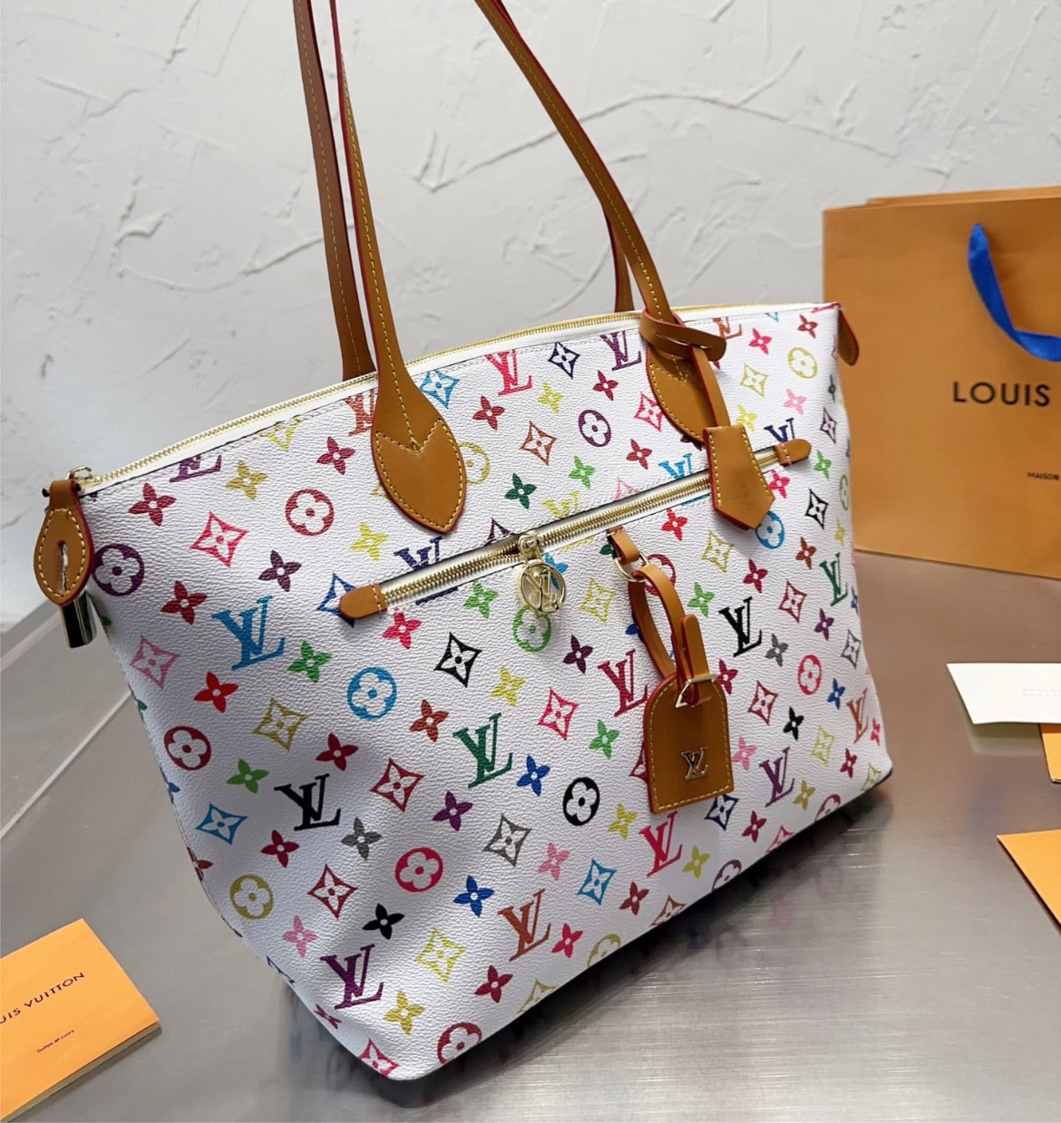 Colorful large LV a woman handbag