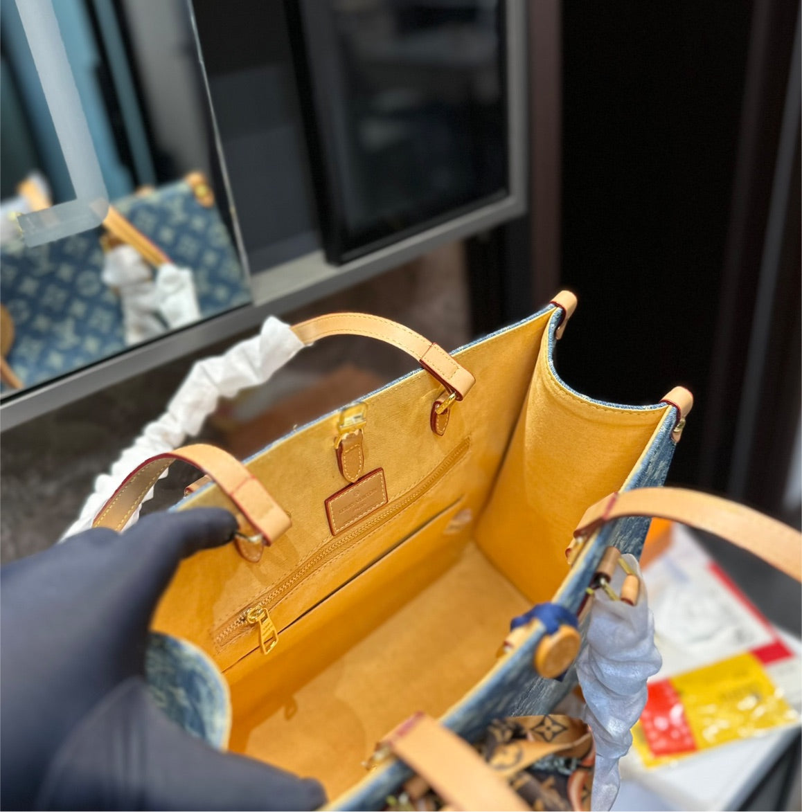 Large LV denim woman handbags