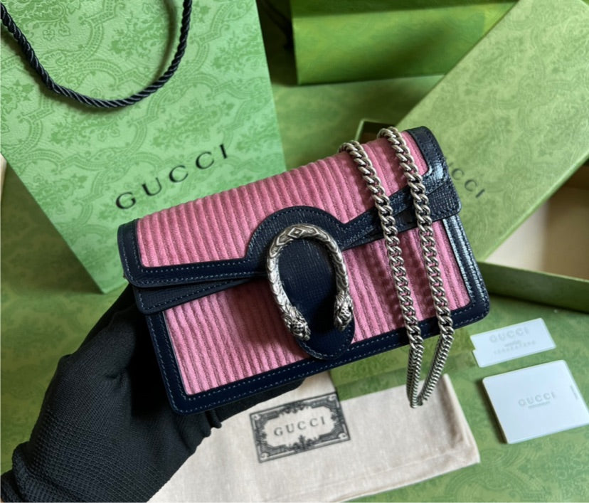 Pink/ black suede woman Gucci handbag