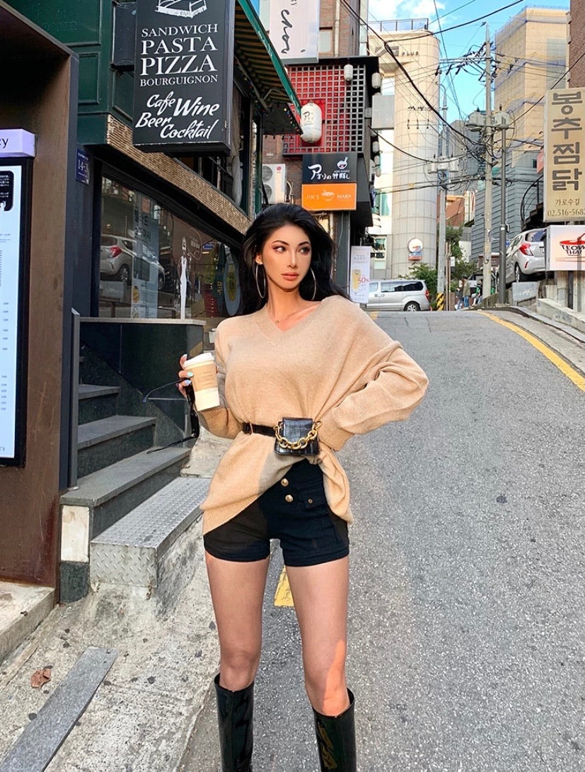 Crocodile pattern vintage leather waist handbag