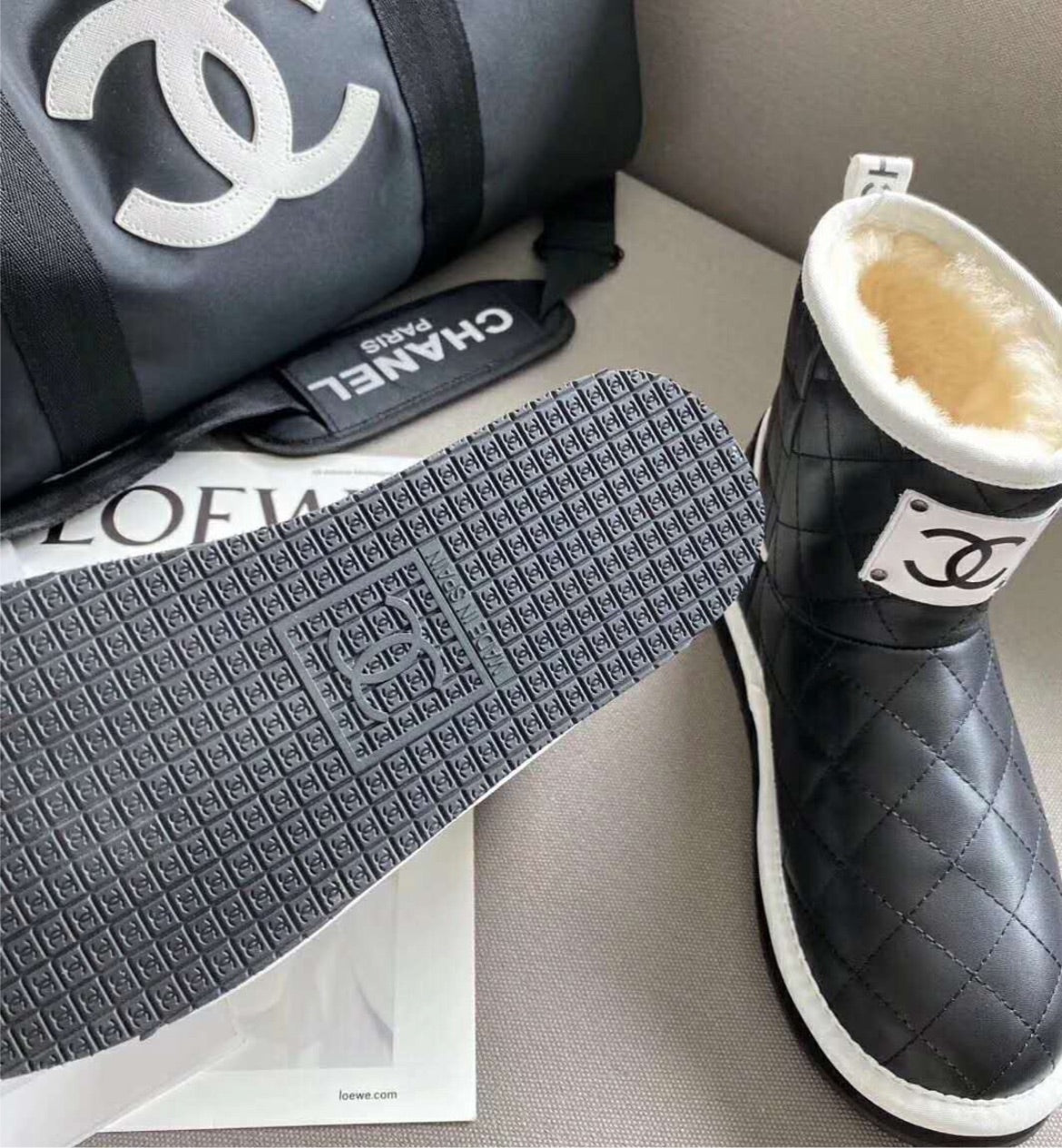 Woman Chanel cozy low cut boots