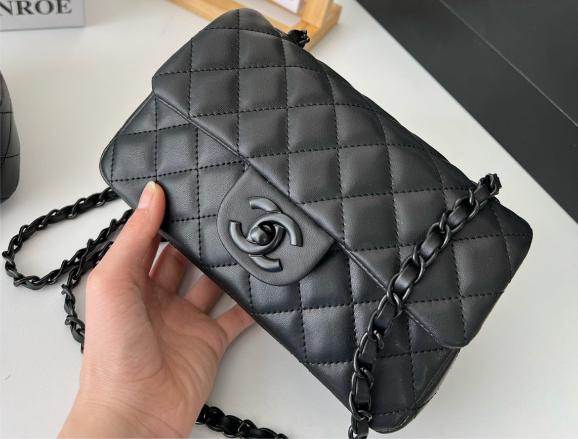 Soft black leather Chanel handbag