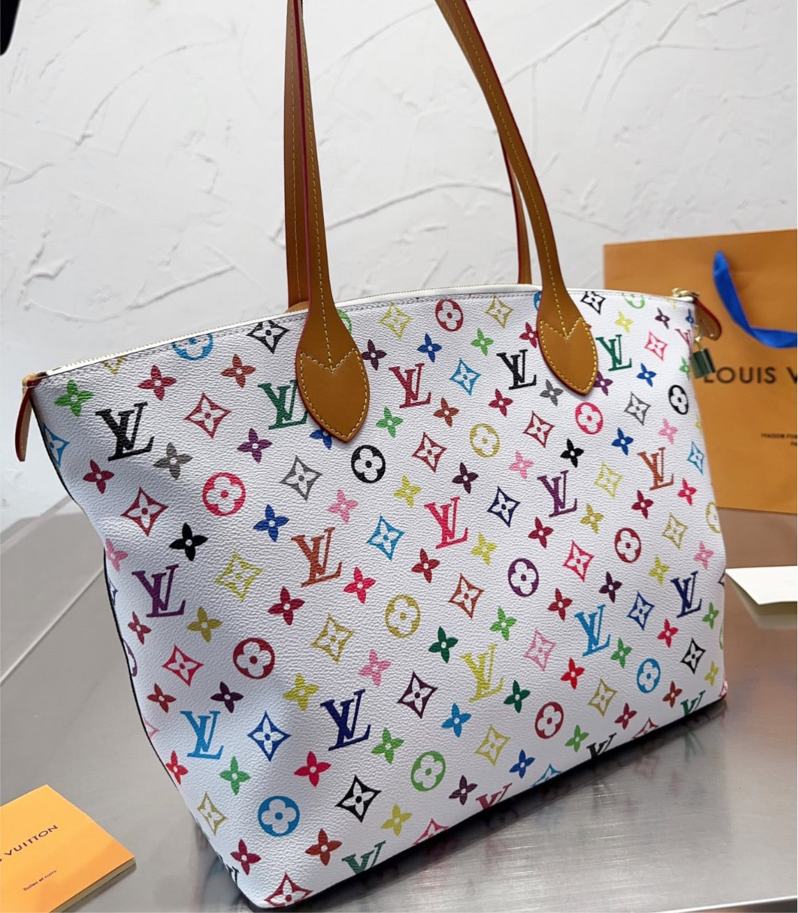Colorful large LV a woman handbag