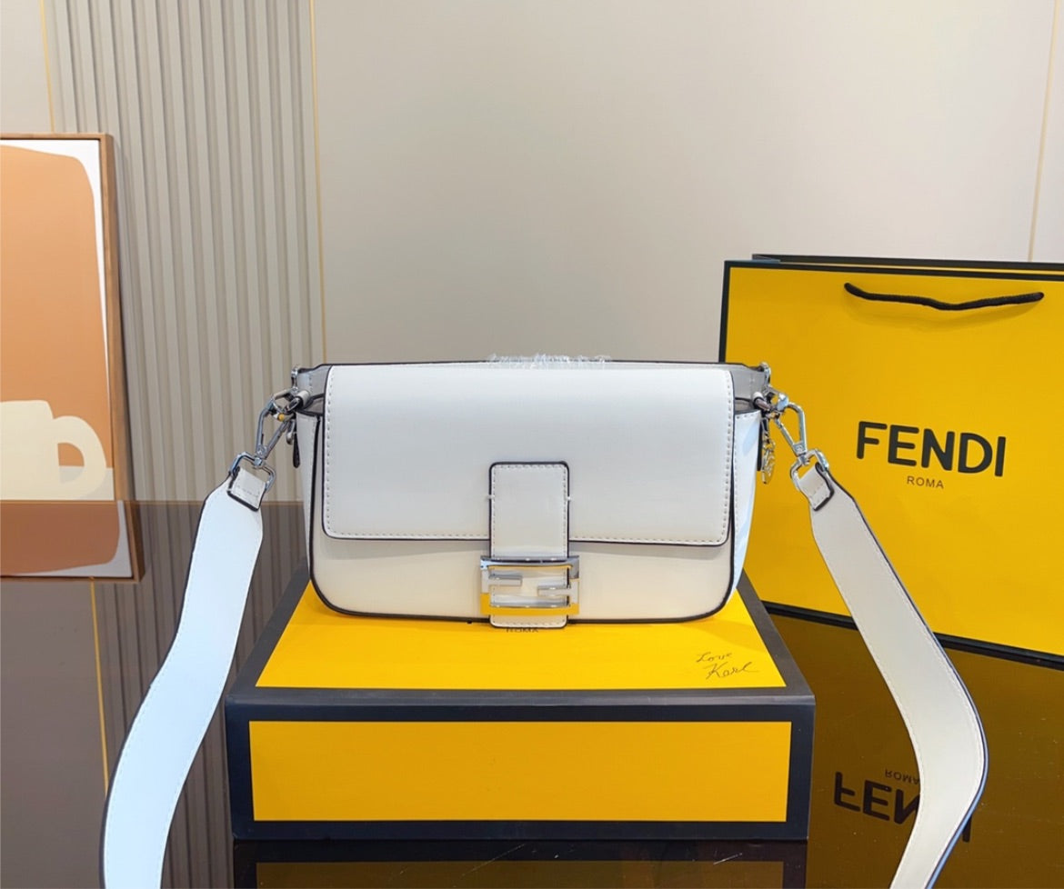 All white Fendi shoulder handbag