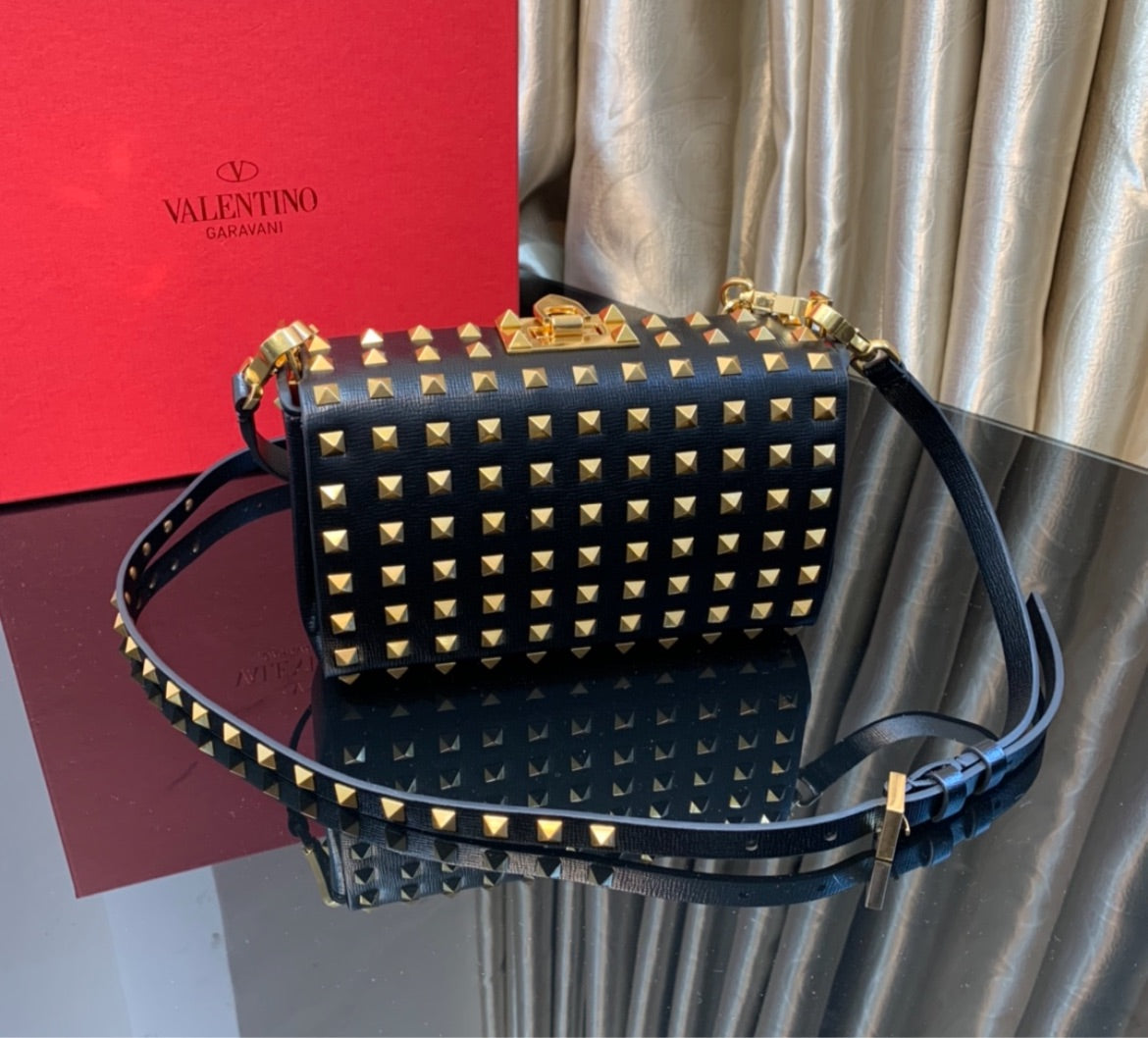 Black/gold stud Valentino shoulder handbag