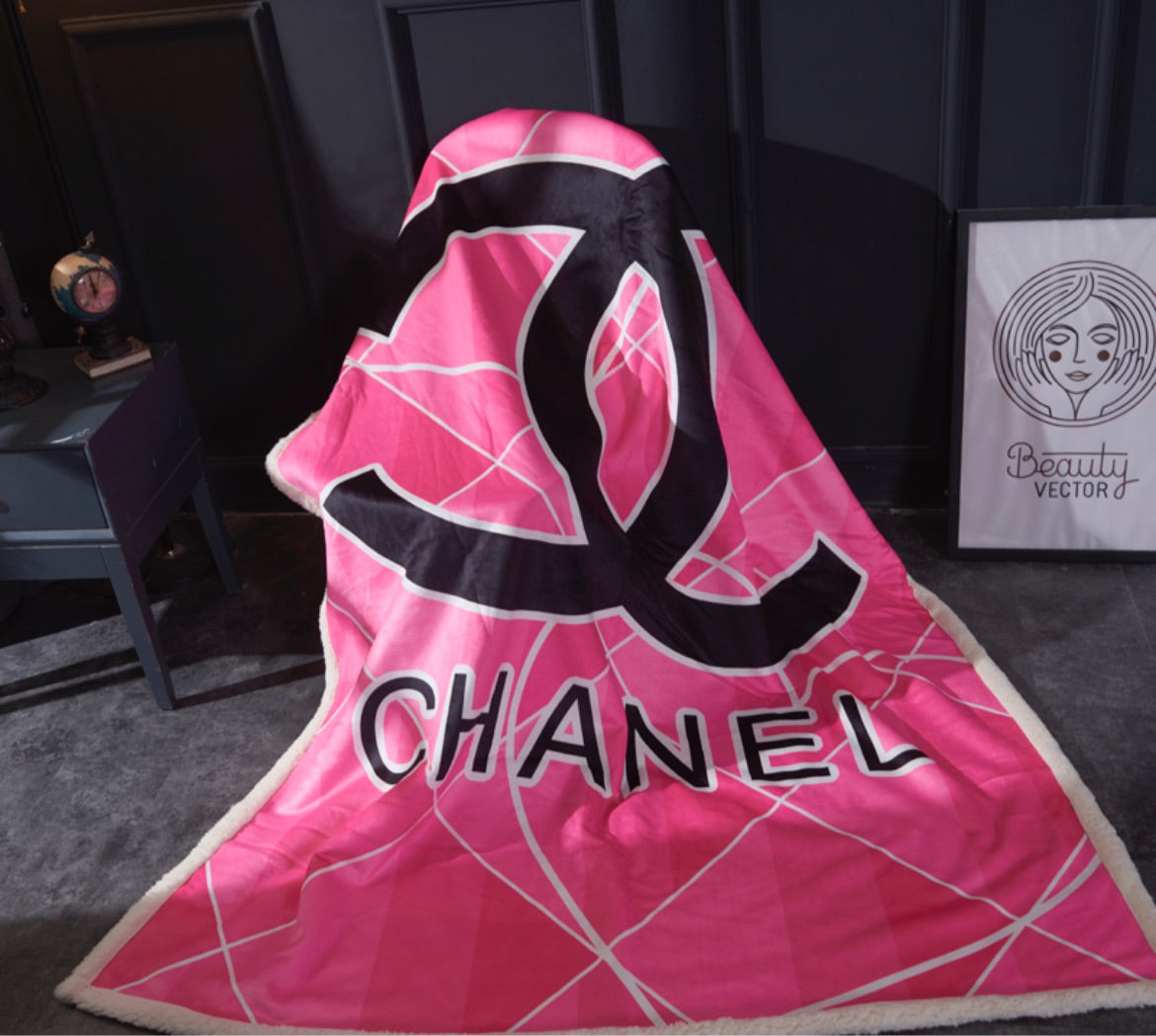 Pink Chanel throw blankets