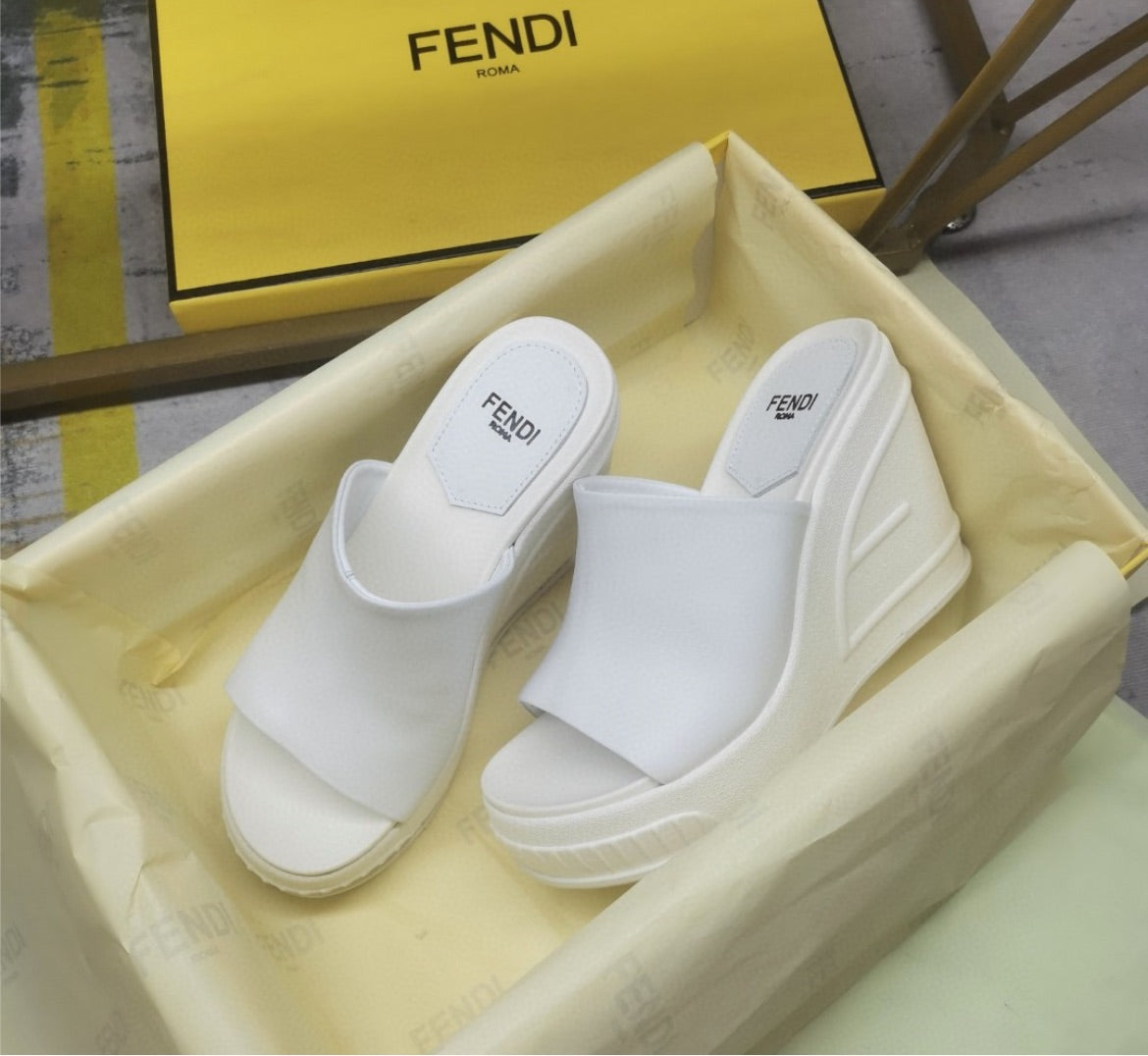 New Fendi slide in wedge