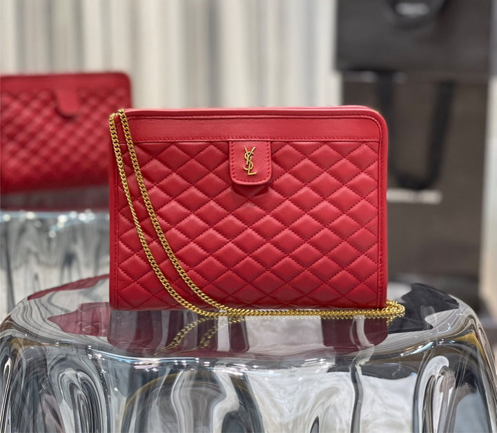 New red YSL woman shoulder handbag