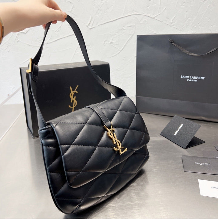 Black soft leather YSL handbag