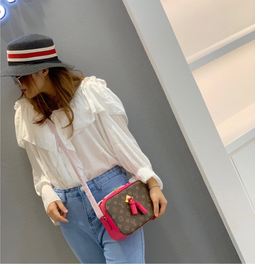 leather brown / Pink LV handbag