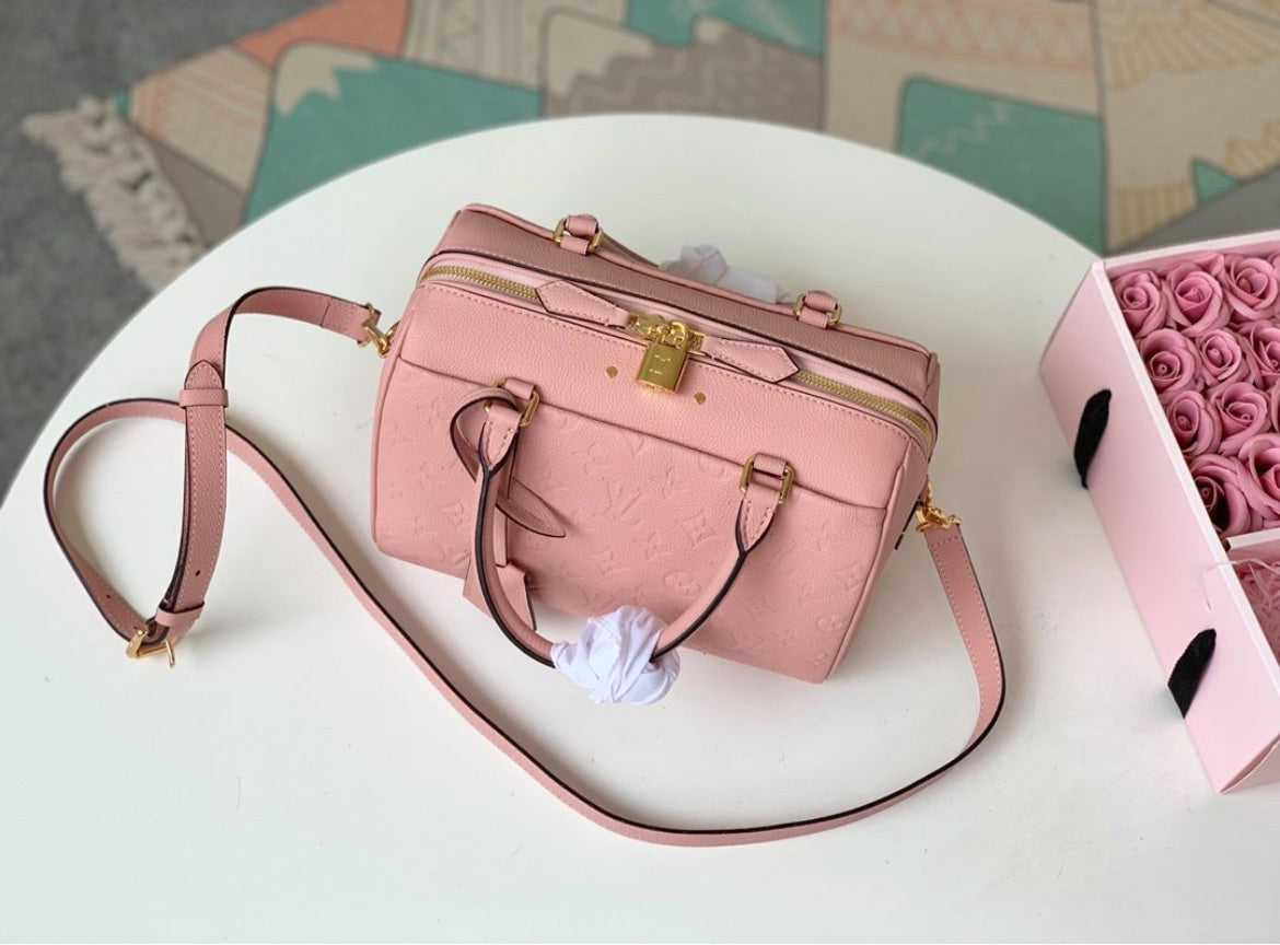 LV pink speedy woman shoulder handbag