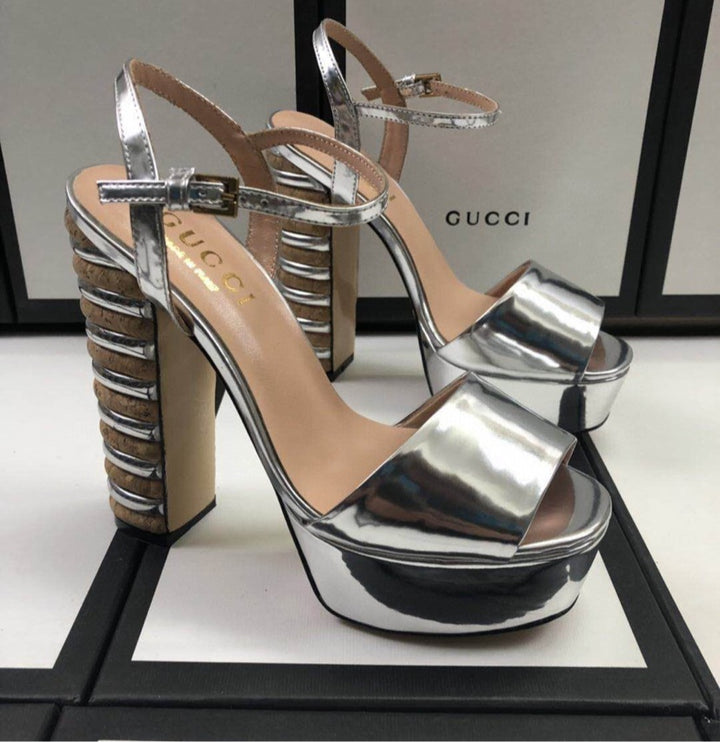 Silver Gucci high heel