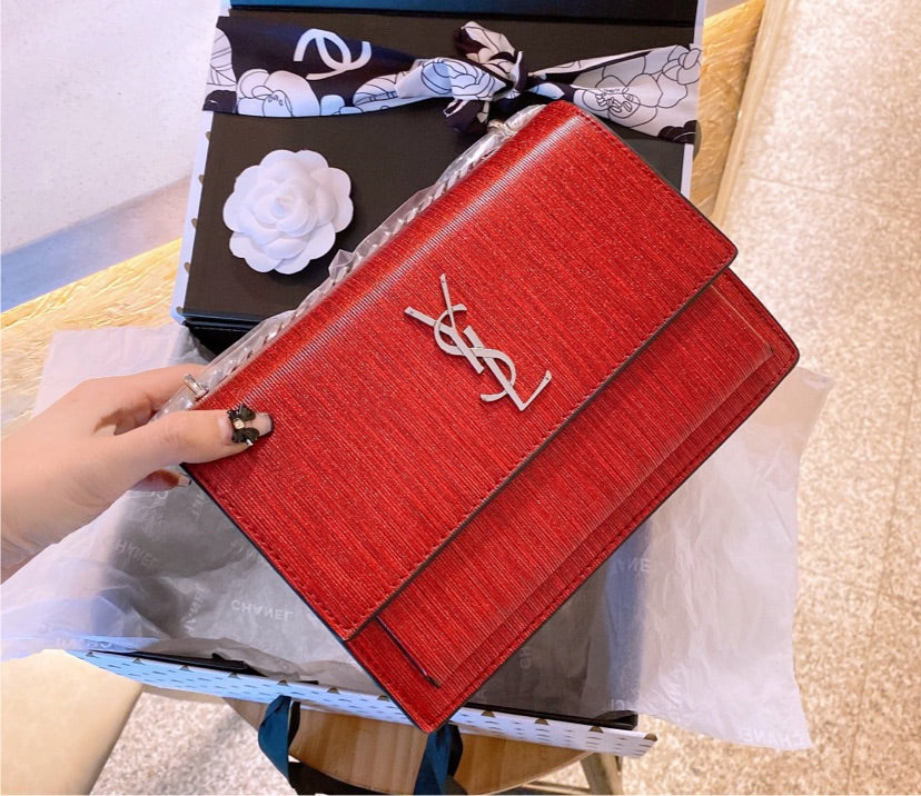 Red/silver YSL new shoulder handbag