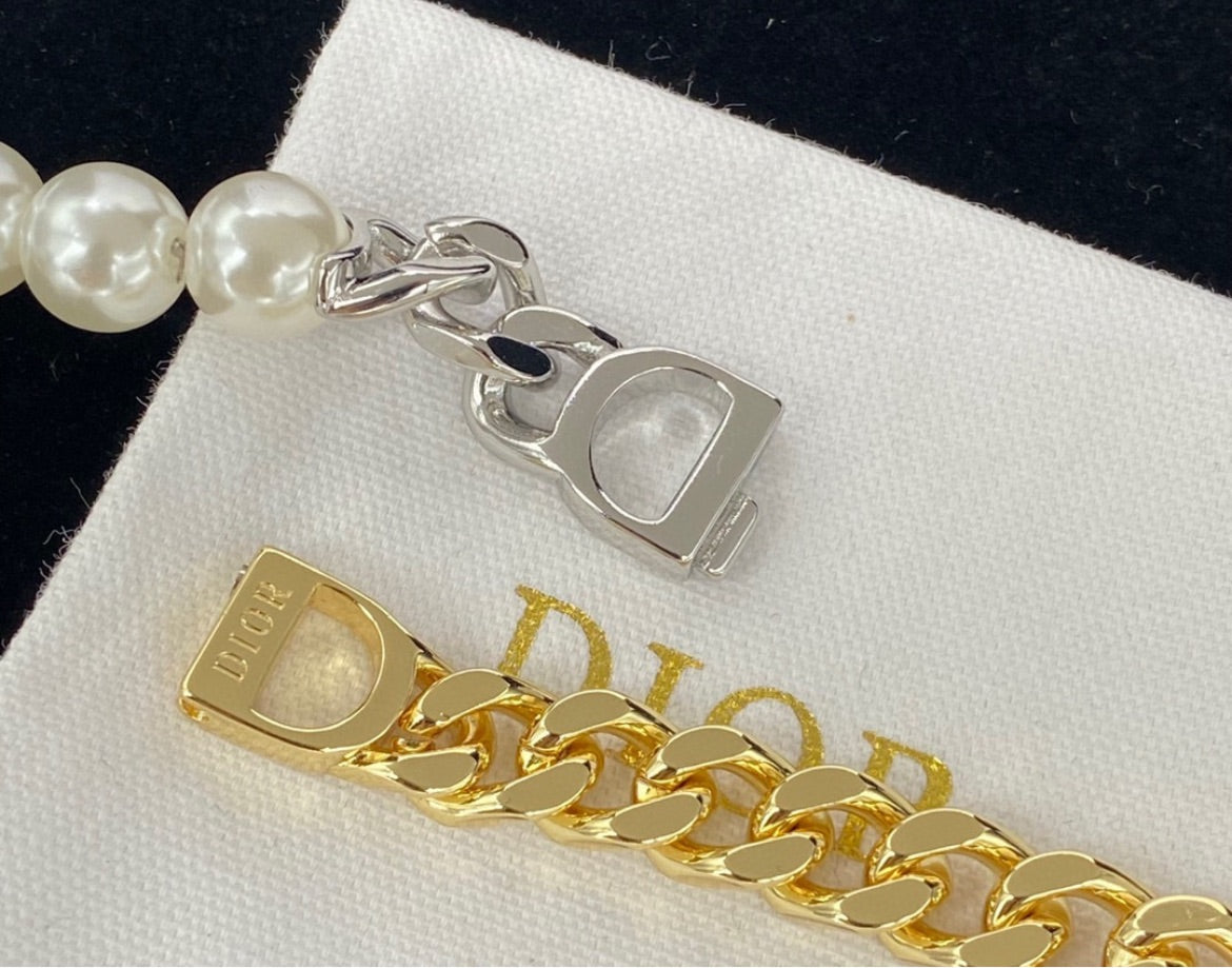 Silver/gold plate Dior necklace