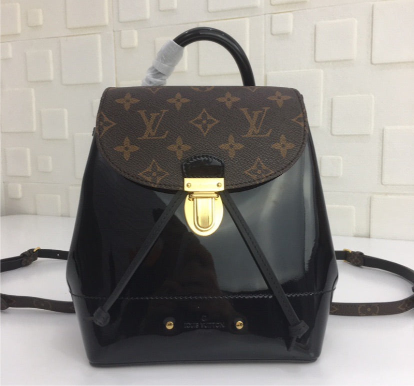 Patent leather LV woman backpack