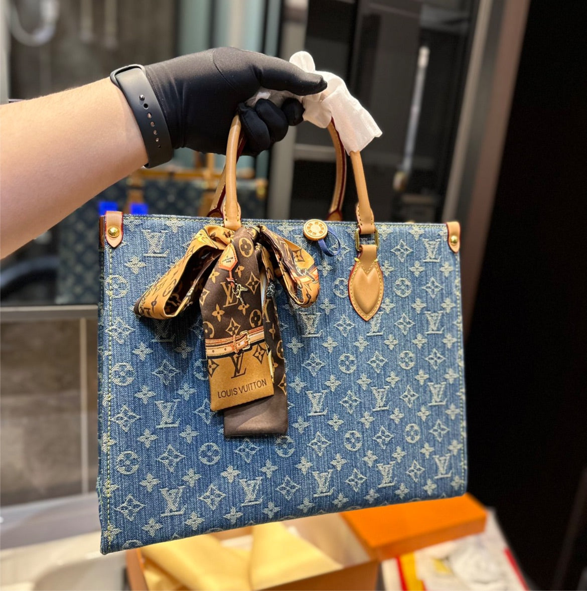Large LV denim woman handbags