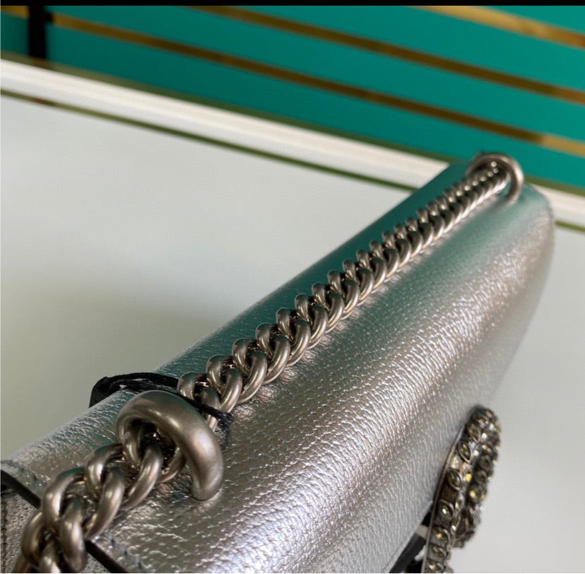 Silver leather Gucci handbag