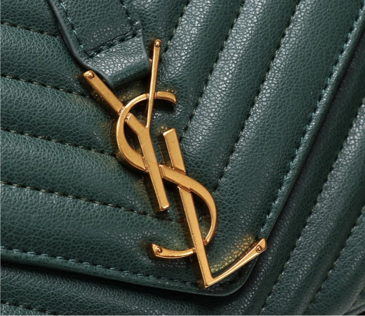 Green/gold YSL woman shoulder handbag