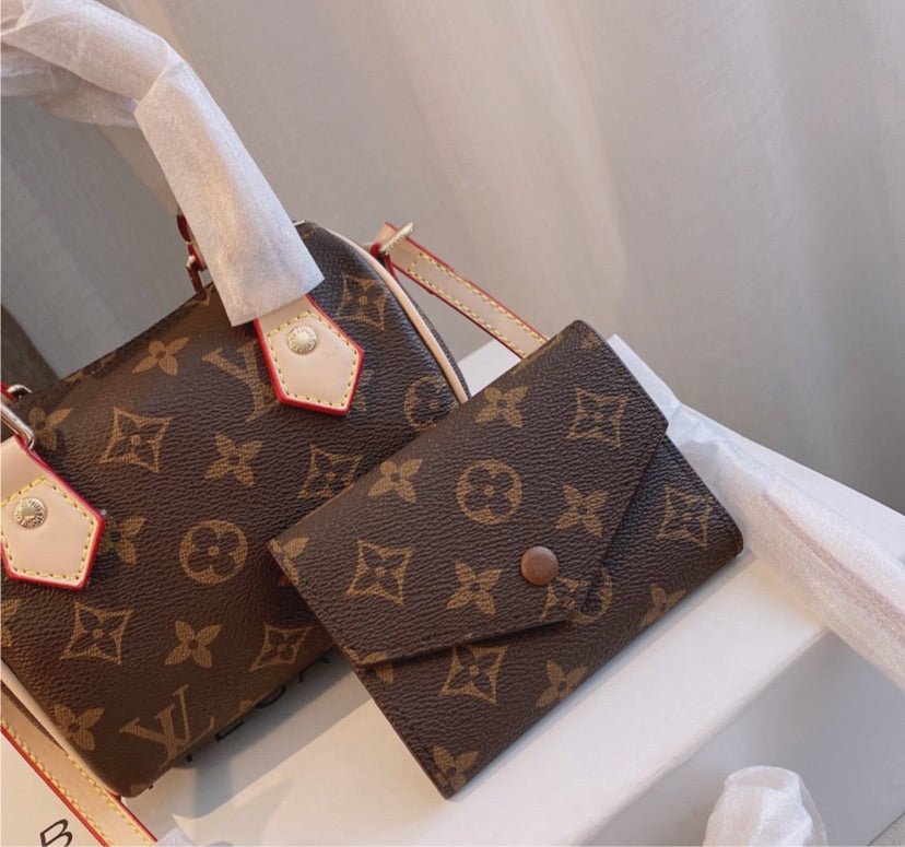 LV brown leather 3 piece set