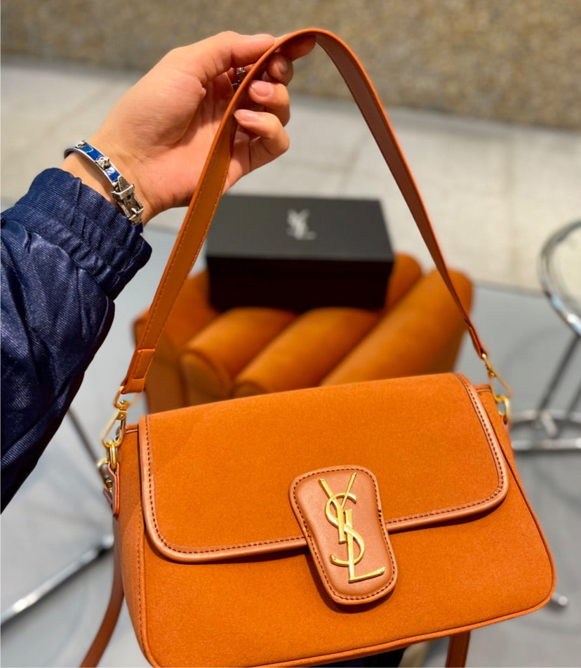 Pop of color YSL woman handbag