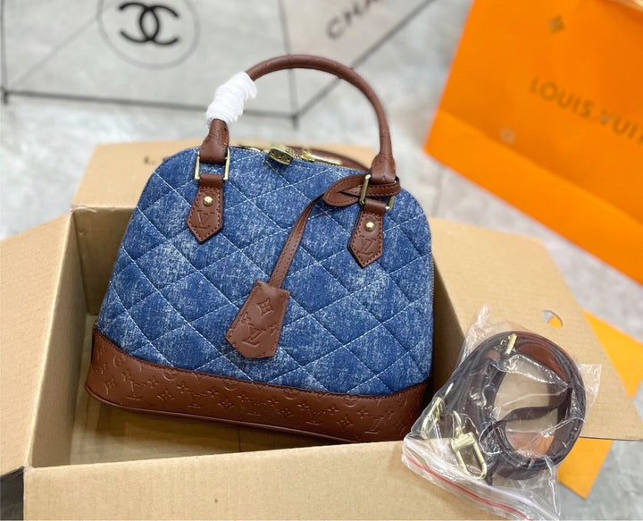 Denim/brown woman LV handbag
