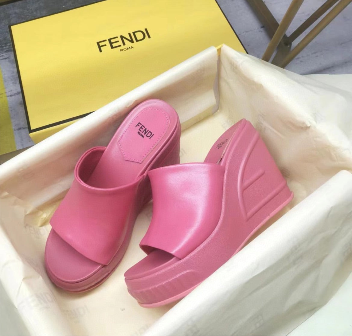 New Fendi slide in wedge